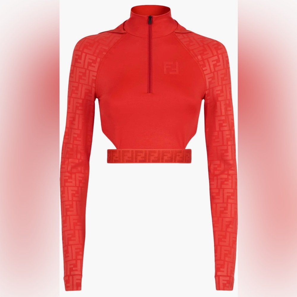 Fendi rama Crop Cutout Half Zip Top (XL; Rollie)